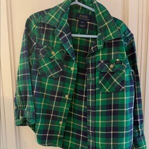 Polo Ralph Lauren Green and Blue Plaid Flannel Shirt